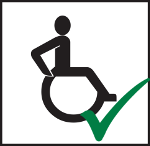 Schematische Darstellung eines Rollstuhlfahres mit grünen Haken (Quelle: © capito)